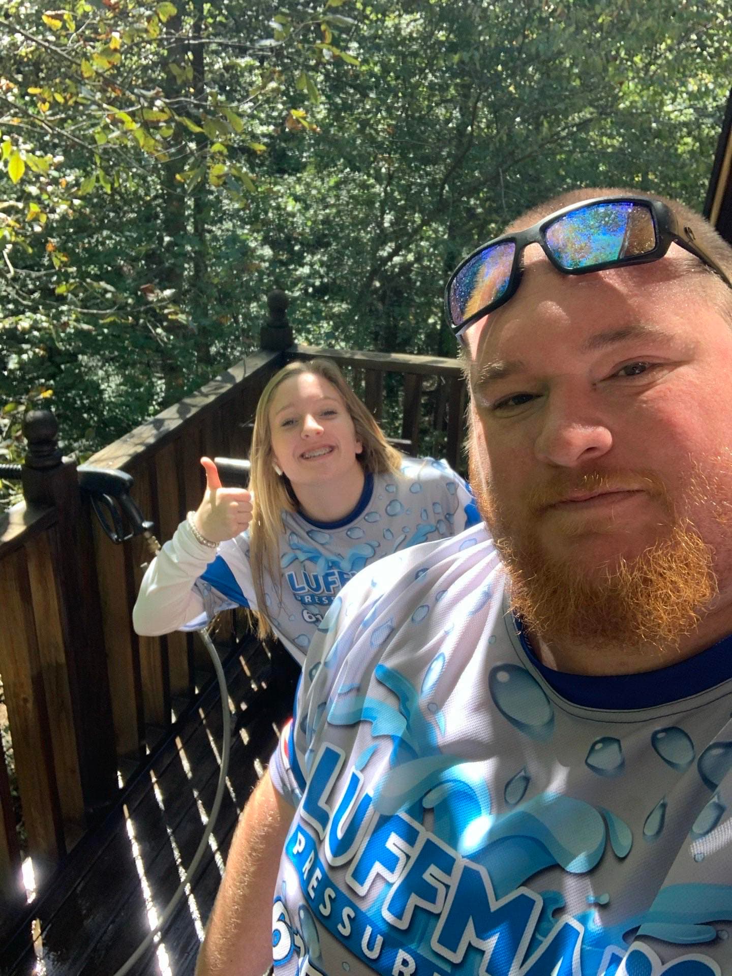 Wes Luffman and his pressure washing crew on a deck job in Brentwood, TN