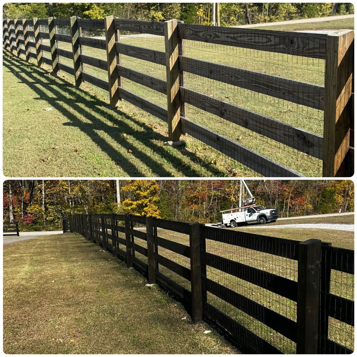 Before and after cedar fence staining — weathered wood to rich stained finish — Luffman's Pressure Washing